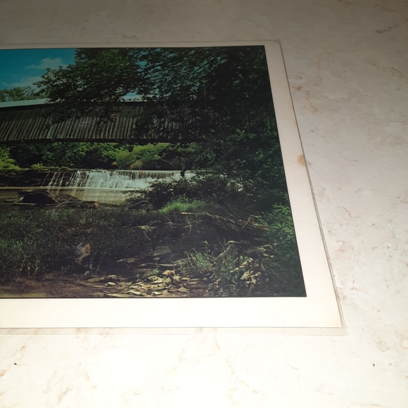 Vintage Placemat This Is Our Country Covered Bridge Bright Of America - Picture 3 of 6
